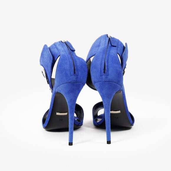 Gucci Blue Suede Maxi Ankle Strap Pumps - Picture 3 of 11